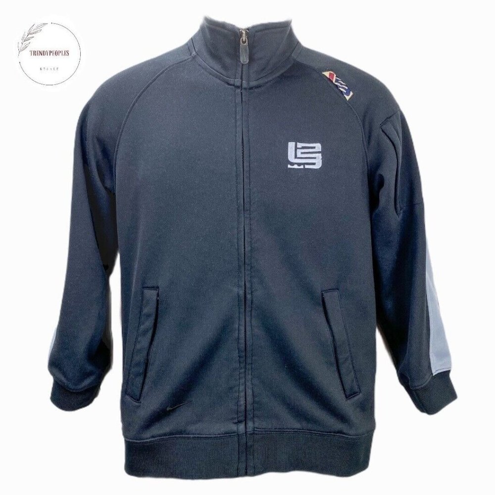 Nike Fit Lebron James Athletic Black Blue Full Zip Track Jacket Size M 10-12